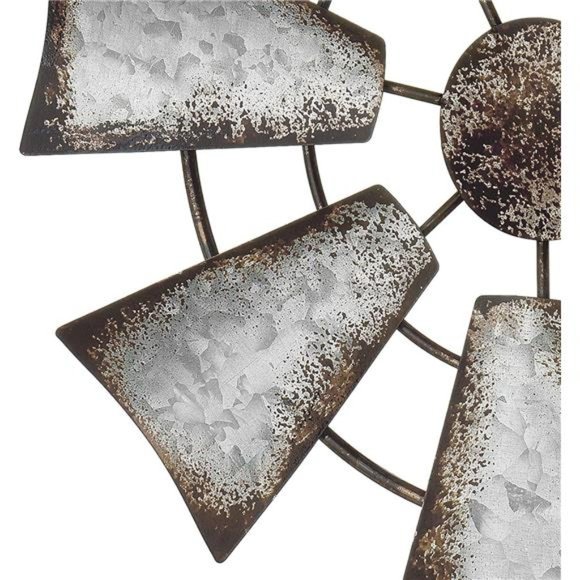 11.5" Small Farmhouse Windmill Wall Decor Rustic Iron Wall Hanging Decoration - Picture 7 of 8